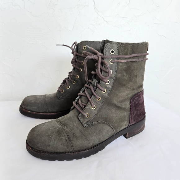 UGG Suede Green Brown Lace Up Kilmer Boots - Picture 1 of 16